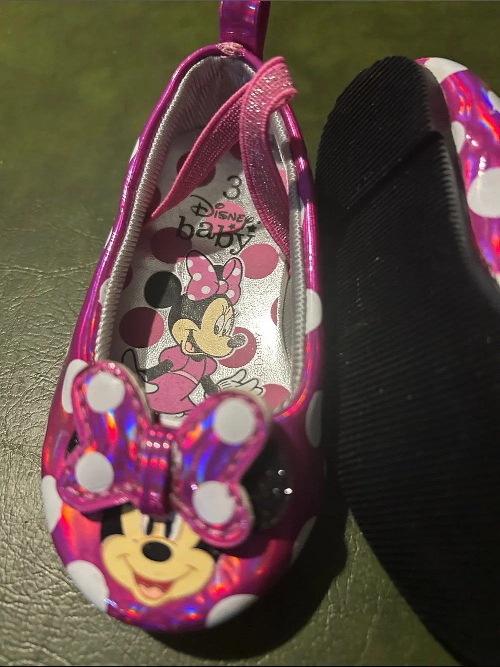 Disney Baby Minnie Mouse Shiny Pink Polka Dot Slip-On Shoes